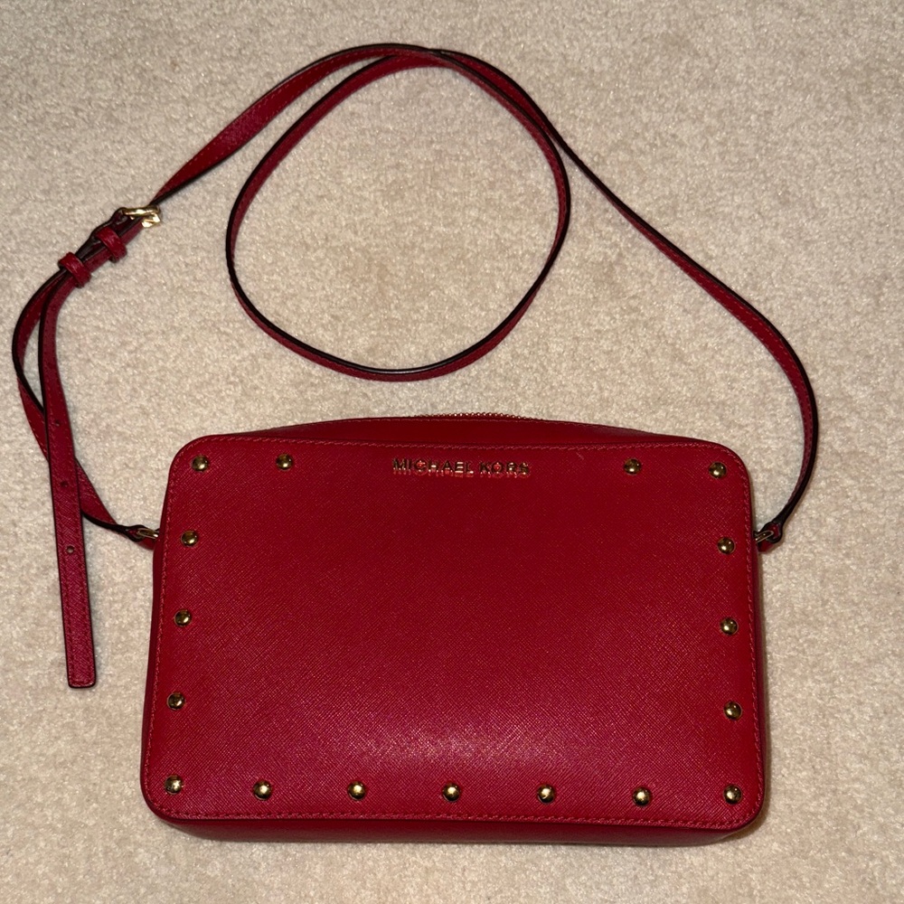 Michael Kors Scarlet Crossbody Bag with Gold Studs